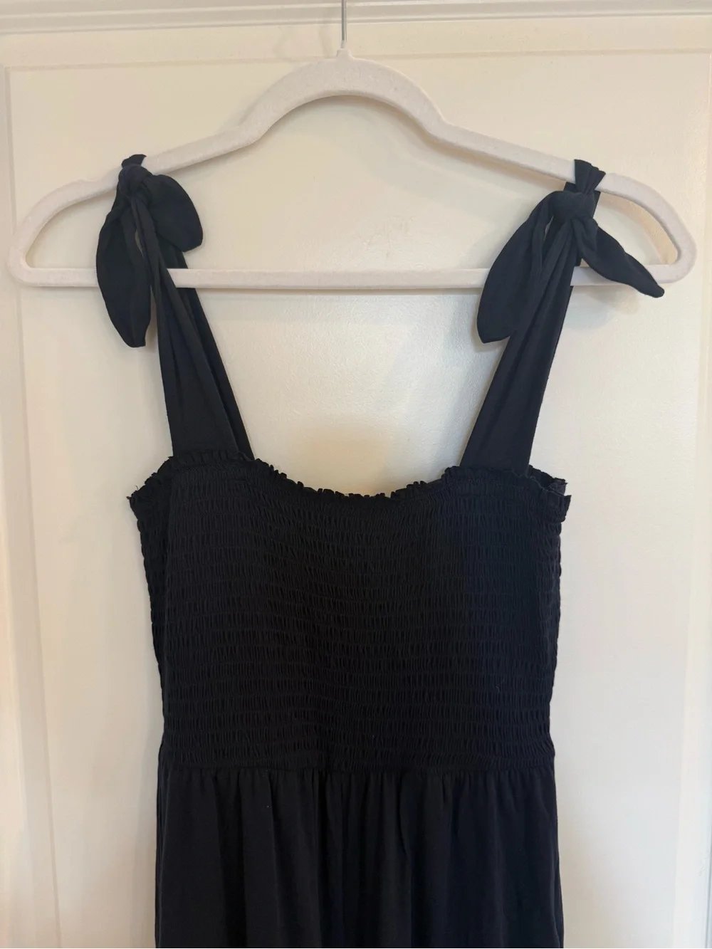 Intimately Free People Navy Smocked Wide-Leg Jumpsuit with Tie Straps